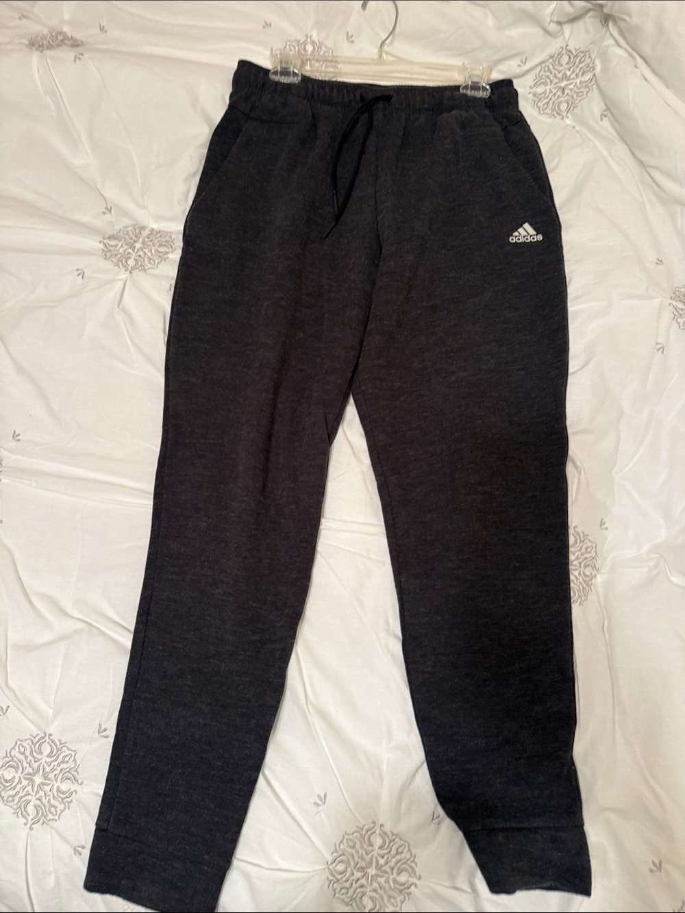 adidas Adults Charcoal Black Logo Sweat Joggers